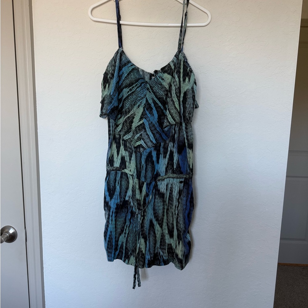 GUESS Blue and Green Patterned Romper